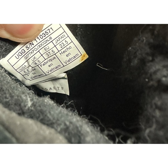 UGG Zia Black Suede Shearling Buckle Strap Waterproof Combat Boots Womens Sz 6.5 - Picture 10 of 10